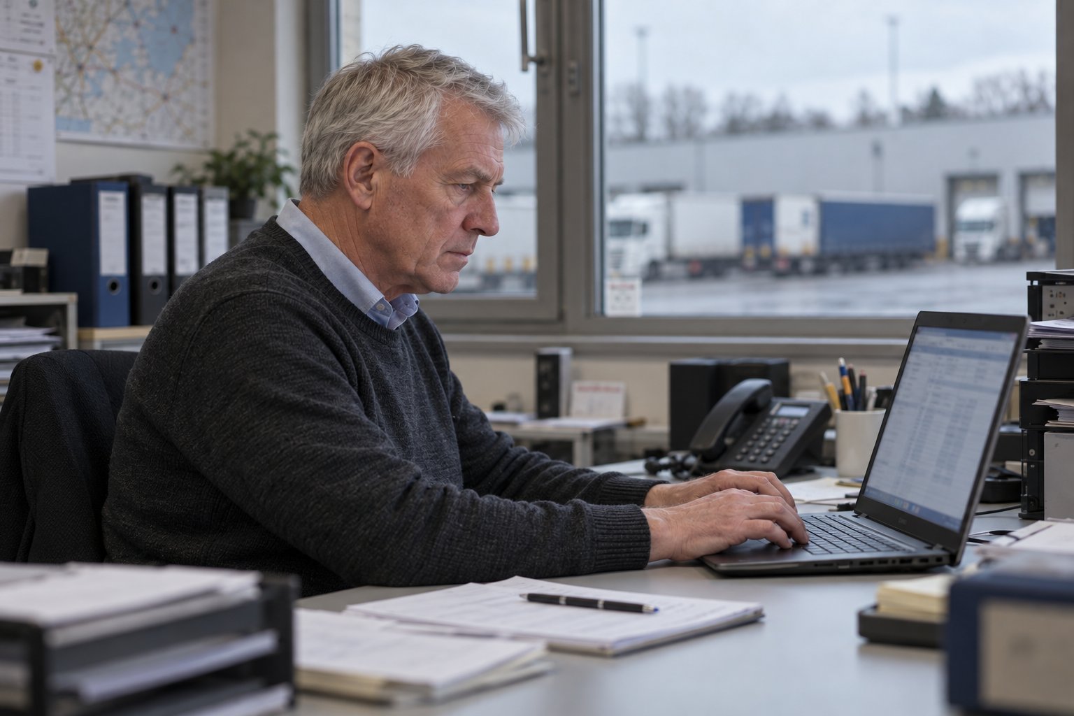 Testnutzer Thomas K. an seinem Arbeitsplatz